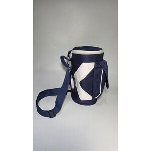 Blue and White Zippered Miniature Golf Bag Wine Cooler Vintage Caddy Golfer Gift
